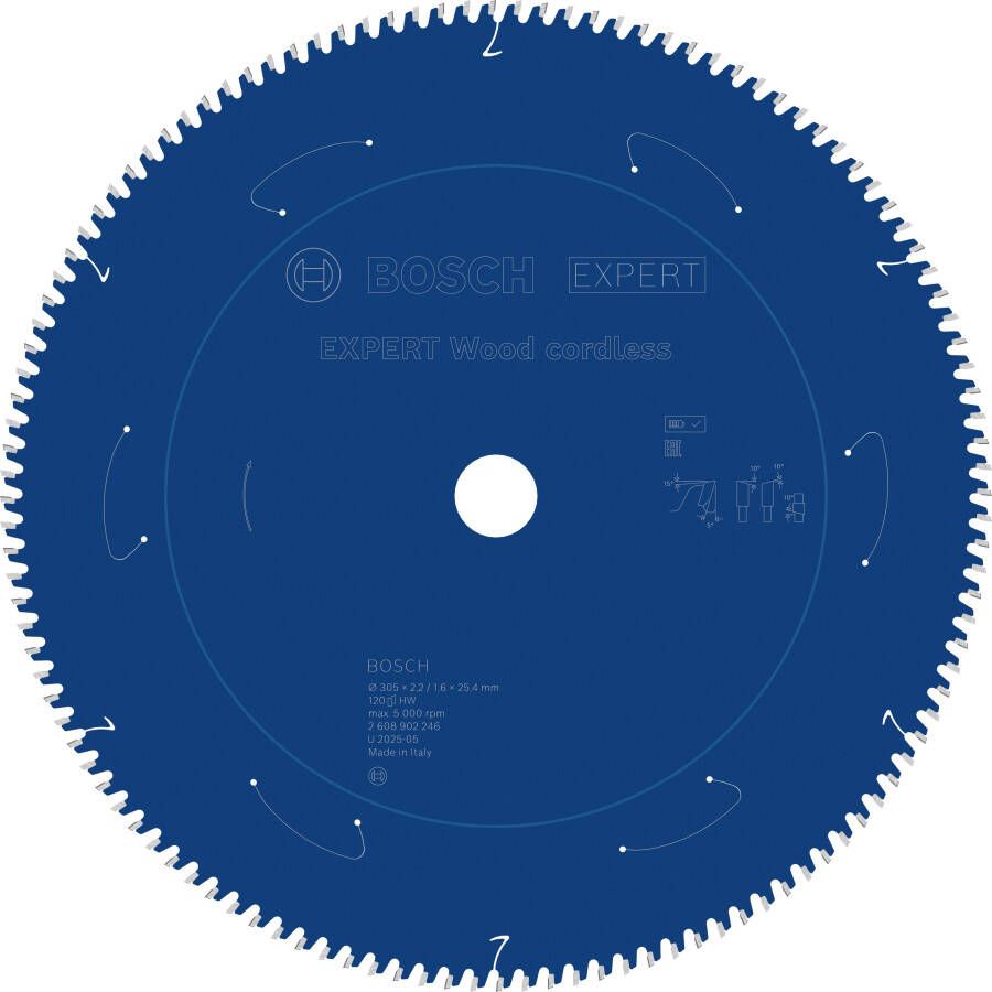 Bosch Accessoires EXPERT Wood cordless Cirkelzaagblad | 305 x 2 1 6 x 25 4 mm | T120 2608902246