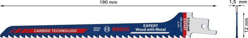 Bosch Accessoires Expert 'Wood with Metal' S 715 LHM reciprozaagblad 1 stuk 1 stuk(s) 2608900384