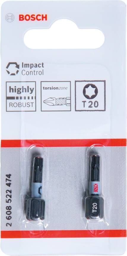 Bosch Accessoires Impact Control T20 25mm | 2 stuks 2608522474