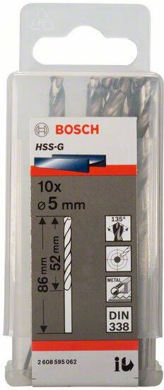 Bosch Accessoires Metaalboren HSS-G Standard 5 x 52 x 86 mm 10st 2608595062