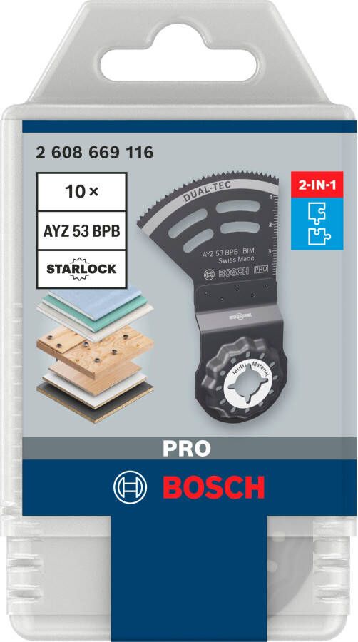 Bosch Accessoires PRO AYZ 53 BPB Dual-Tec zaagblad | 53 x 40 mm | 10 stuks 2608669116