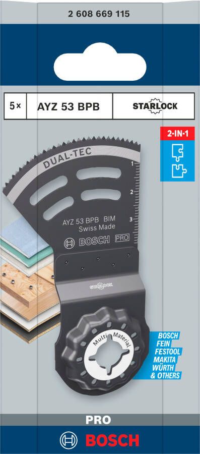 Bosch Accessoires PRO AYZ 53 BPB Dual-Tec zaagblad | 53 x 40 mm | 5 stuks 2608669115