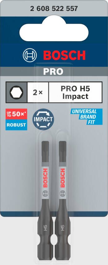 Bosch Accessoires PRO Hex slagschroefbit | H5 | 55 mm | 2-delig 2608522557