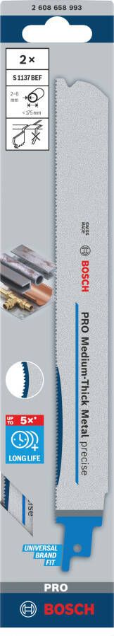 Bosch Accessoires PRO Medium-Thick Metal precise S1137BEF zaagblad | 1 |1 x 25 x 225 mm | 2-delig 2608658993