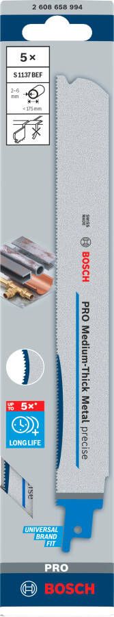 Bosch Accessoires PRO Medium-Thick Metal precise S1137BEF zaagblad | 1 |1 x 25 x 225 mm | 5-delig 2608658994