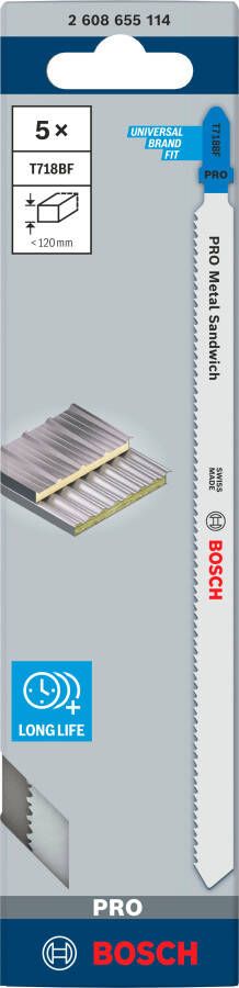 Bosch Accessoires PRO Metal Sandwich T718BF decoupeerzaagbladen | 180 mm | 5 stuks 2608655114