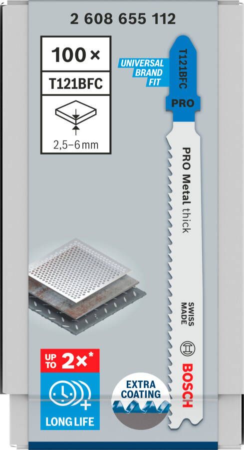 Bosch Accessoires PRO Metal thick T121BFC decoupeerzaagblad | 92 mm | 100-delig 2608655112