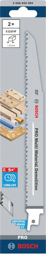 Bosch Accessoires PRO Multi Material Demolition S1110VF zaagblad | 1 |6 x 22 x 225 mm | 2-delig 2608659004