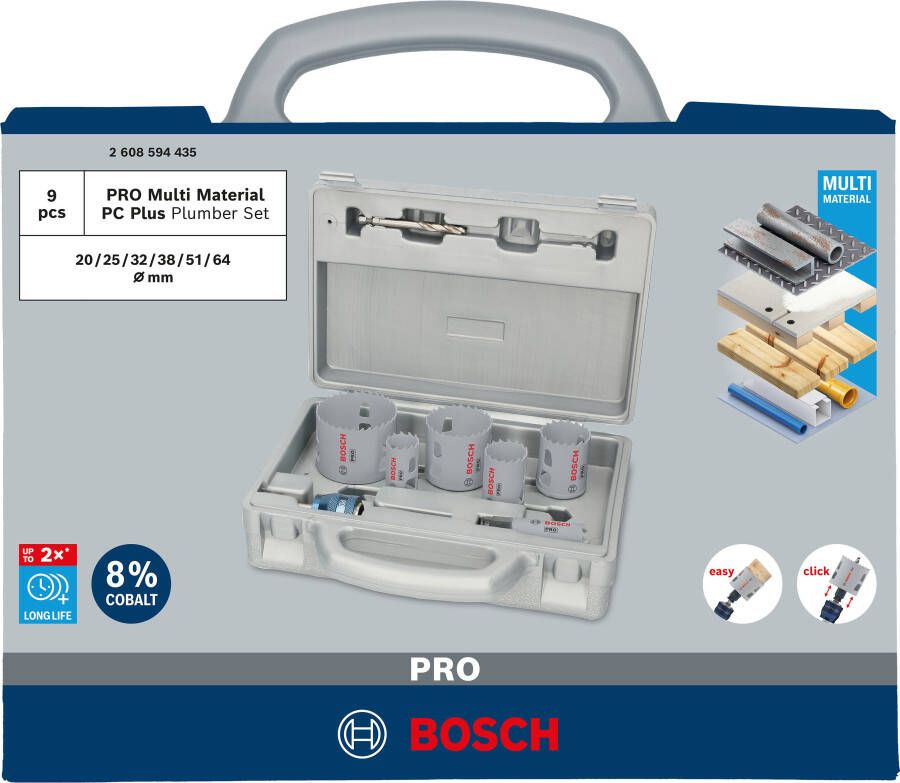 Bosch Accessoires PRO Multi Material PC Plus Hole Saw Set | 9 pcs 2608594435