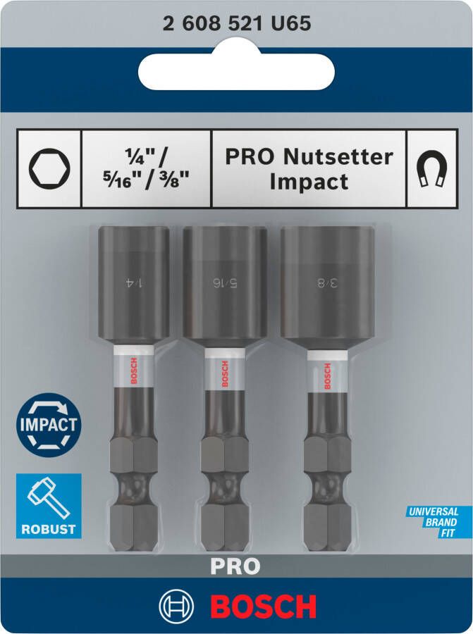 Bosch Accessoires PRO Nutsetter Impact | dop | 1 4" x 50 mm | 5 16" x 50 mm | 3 8" x 50 mm | 3-delig 2608521U65