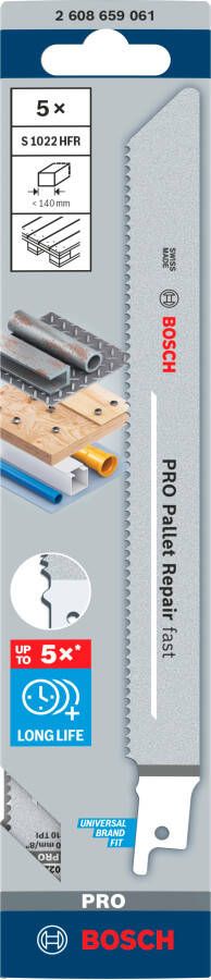 Bosch Accessoires PRO Pallet Repair fast S1022HFR zaagblad | 0 |9 x 19 x 200 mmm 5 stuks 2608659061