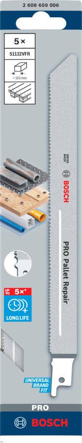 Bosch Accessoires PRO Pallet Repair S1132VFR zaagblad | 0 |9 x 19 x 225 mm | 5-delig 2608659006