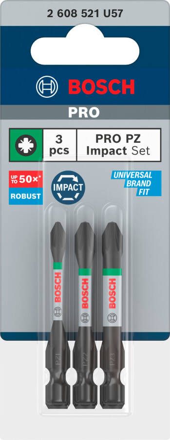 Bosch Accessoires PRO PZ Impact bits | PZ1 | PZ2 | PZ3 | 55 mm | 3-delig 2608521U57