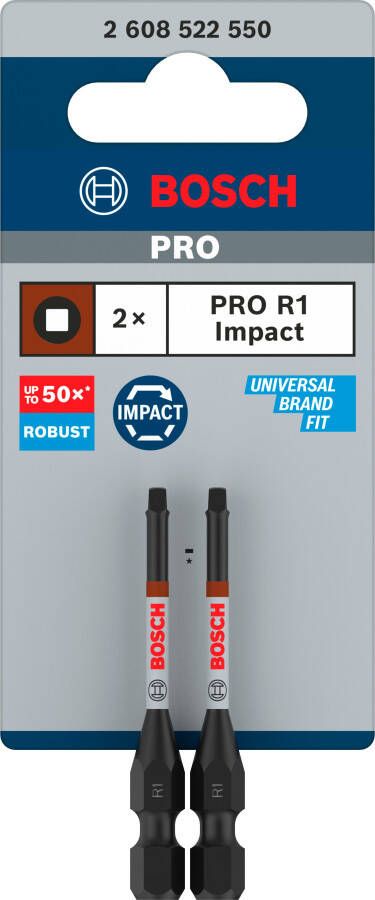 Bosch Accessoires PRO Robertson slagschroefbit | R1 | 55 mm | 2-delig 2608522550