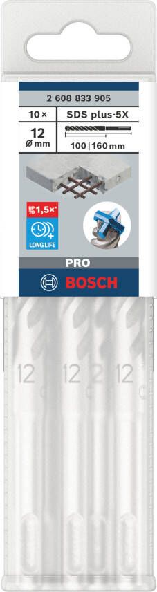 Bosch Accessoires PRO SDS plus-5X Hammer Drill Bit | 12 x 100 x 160 mm | 10 pcs 2608833905