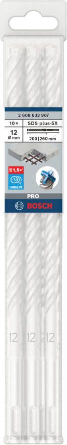 Bosch Accessoires PRO SDS plus-5X Hammer Drill Bit | 12 x 200 x 260 mm | 10 pcs 2608833907