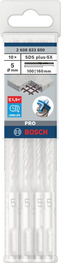 Bosch Accessoires PRO SDS plus-5X Hammer Drill Bit | 5 x 100 x 160 mm | 10 pcs 2608833890