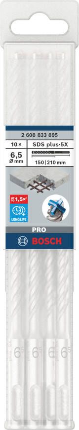 Bosch Accessoires PRO SDS plus-5X Hammer Drill Bit | 6.5 x 150 x 210 mm | 10 pcs 2608833895