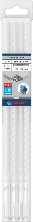 Bosch Accessoires PRO SDS plus-5X Hammer Drill Bit | 6.5 x 200 x 260 mm | 10 pcs 2608833896