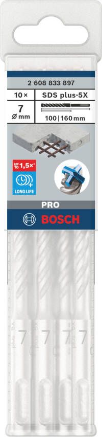 Bosch Accessoires PRO SDS plus-5X Hammer Drill Bit | 7 x 100 x 160 mm | 10 pcs 2608833897