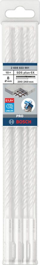 Bosch Accessoires PRO SDS plus-5X Hammer Drill Bit | 8 x 200 x 260 mm | 10 pcs 2608833901