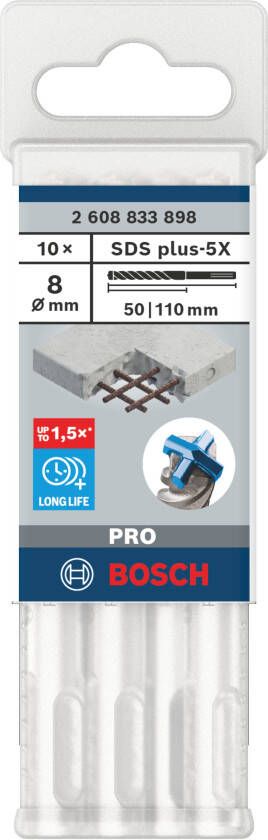 Bosch Accessoires PRO SDS plus-5X Hammer Drill Bit | 8 x 50 x 110 mm | 10 pcs 2608833898