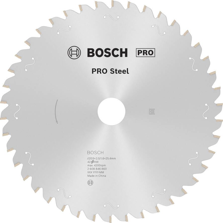 Bosch Accessoires PRO Steel Cirkel gesnoerd Zaagblad | 203 x 2 x 25 4 mm 2608846860