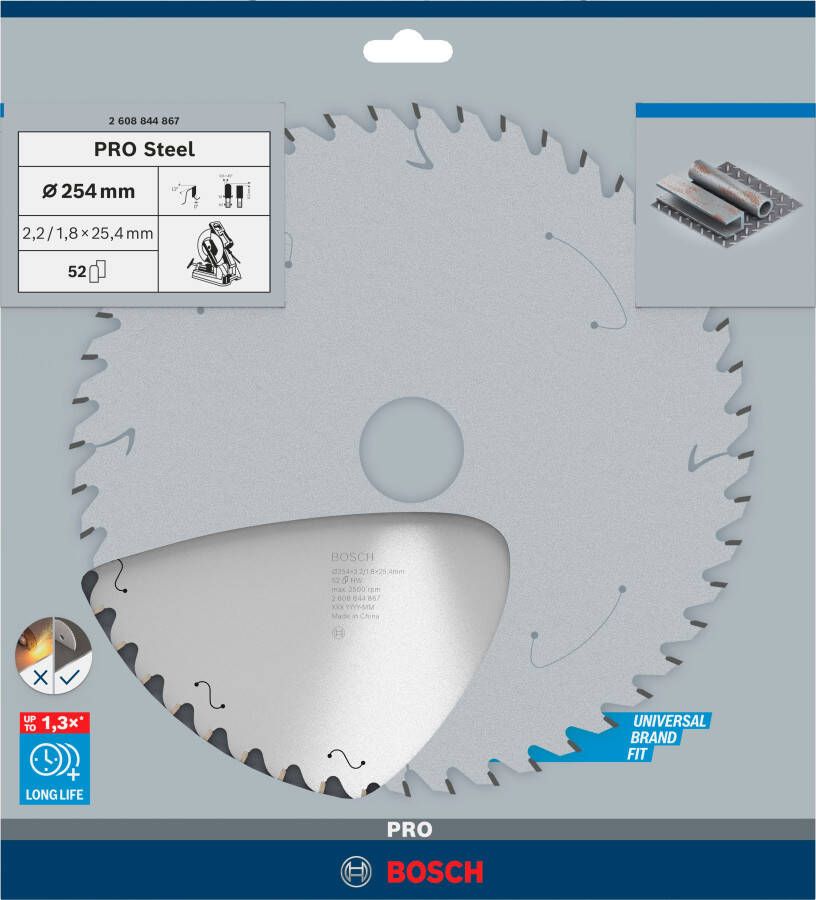 Bosch Accessoires PRO Steel cirkelzaagblad voor gesnoerde machines | 254 x 2 |2 x 25 |4 mm | T52 2608844867