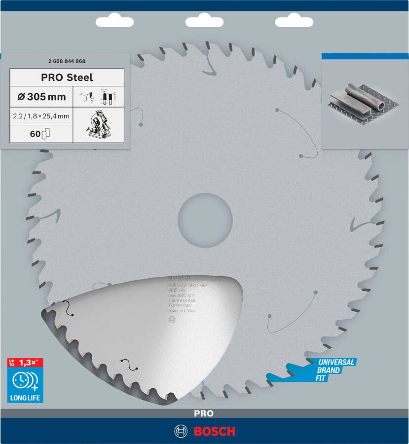 Bosch Accessoires PRO Steel cirkelzaagblad voor gesnoerde machines | 305 x 2 |2 x 25 |4 mm | T60 2608844868