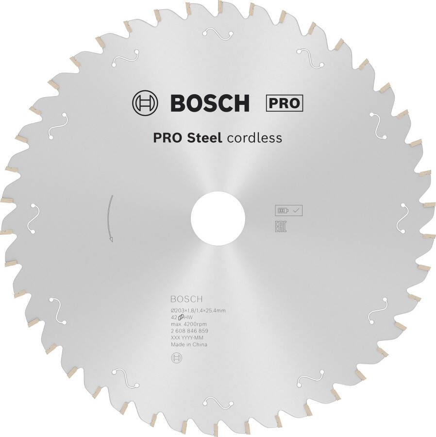 Bosch Accessoires PRO Steel cordless Cirkelzaagblad | 203 x 1 8 x 25 4 mm 2608846859