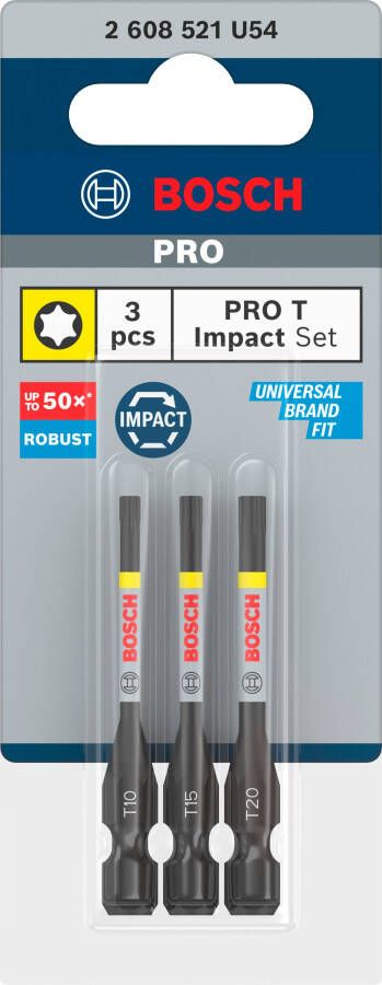 Bosch Accessoires PRO T Impact bits | T10 | T15 | T20 | 55 mm | 3 stuks 2608521U54