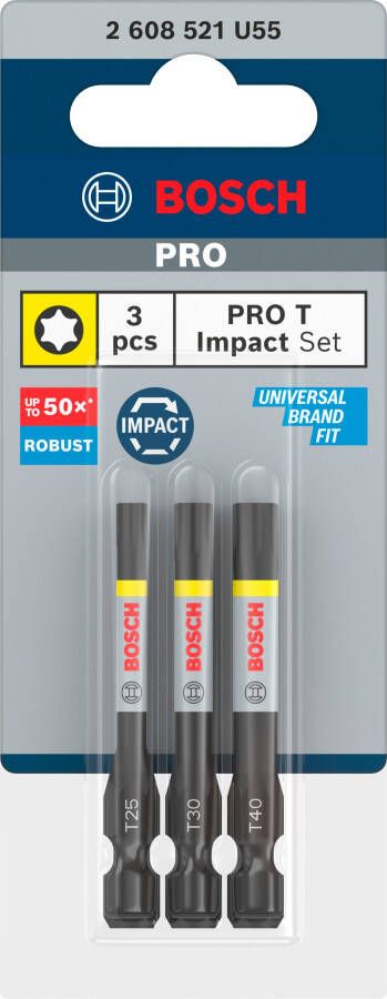 Bosch Accessoires PRO T Impact bits | T25 | T30 | T40 | 55 mm | 3 stuks 2608521U55