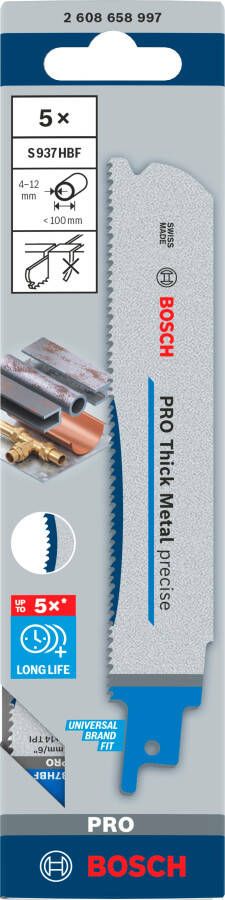 Bosch Accessoires PRO Thick Metal precise S937HBF zaagblad | 1 |1 x 25 x 150 mm | 5-delig 2608658997