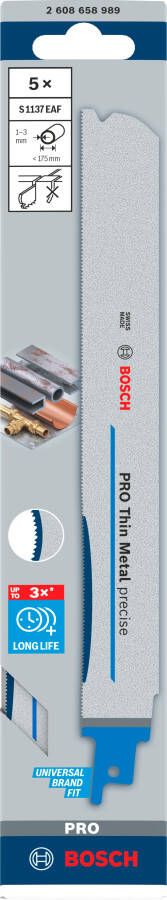 Bosch Accessoires PRO Thin Metal precise S1137EAF zaagblad | 1 |1 x 25 x 225 mm | 5-delig 2608658989