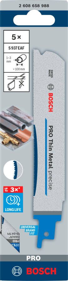 Bosch Accessoires PRO Thin Metal precise S937EAF zaagblad | 1 |1 x 25 x 150 mm | 5-delig 2608658988