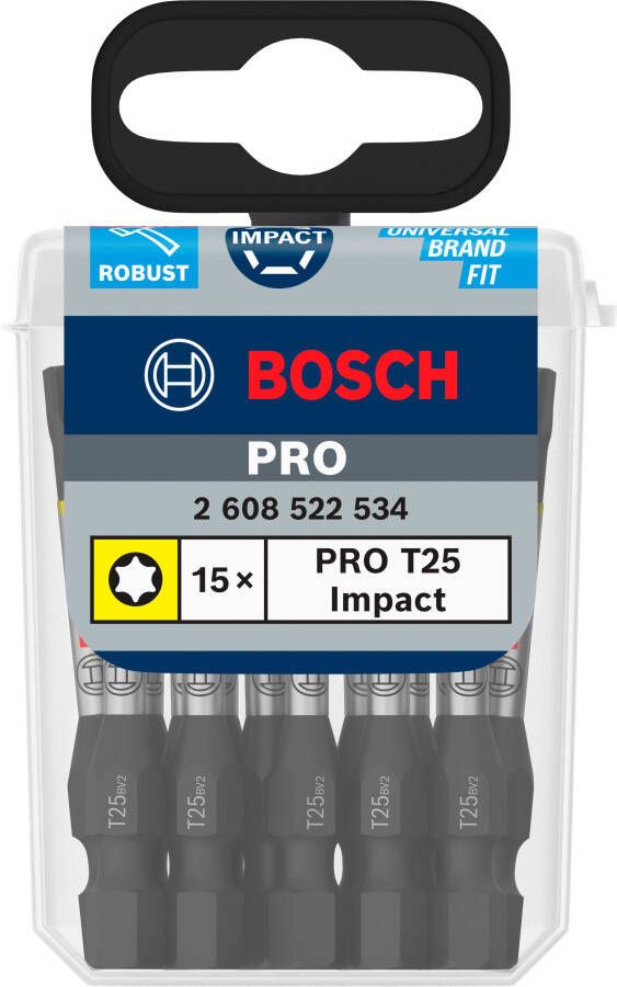Bosch Accessoires PRO Torx slagschroefbit | T25 | 55 mm | 15 stuks 2608522534