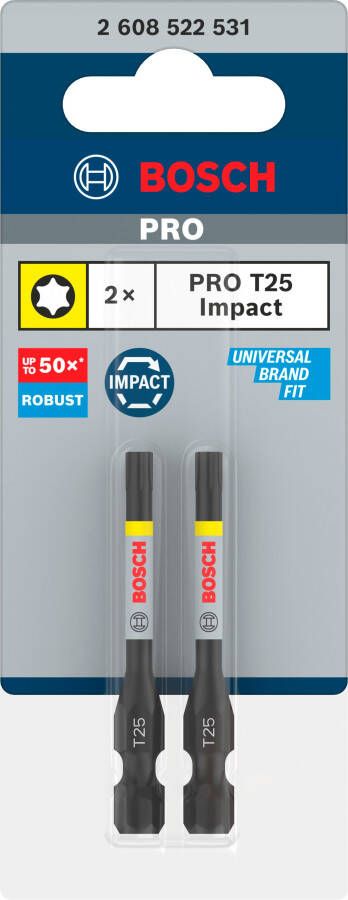 Bosch Accessoires PRO Torx slagschroefbit | T25 | 55 mm | 2 stuks 2608522531