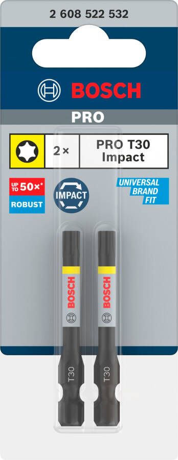 Bosch Accessoires PRO Torx slagschroefbit | T30 | 55 mm | 2 stuks 2608522532
