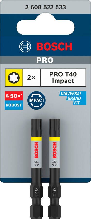 Bosch Accessoires PRO Torx slagschroefbit | T40 | 55 mm | 2 stuks 2608522533