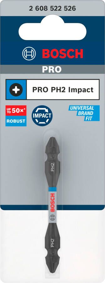 Bosch Accessoires PRO tweezijdige slagschroefbit met Pick and Click index | PH2 | 65 mm 2608522526