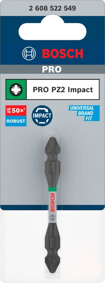 Bosch Accessoires PRO tweezijdige slagschroefbit met Pick and Click index | PZ2 | 65 mm 2608522549