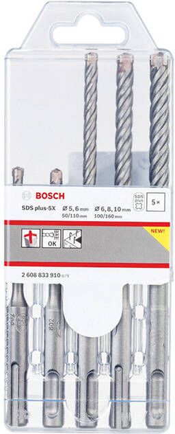 Bosch Accessoires PRO SDS plus-5X Hammer Drill Bit Set | 5 6 6 8 10 mm | 5 pcs 2608833910
