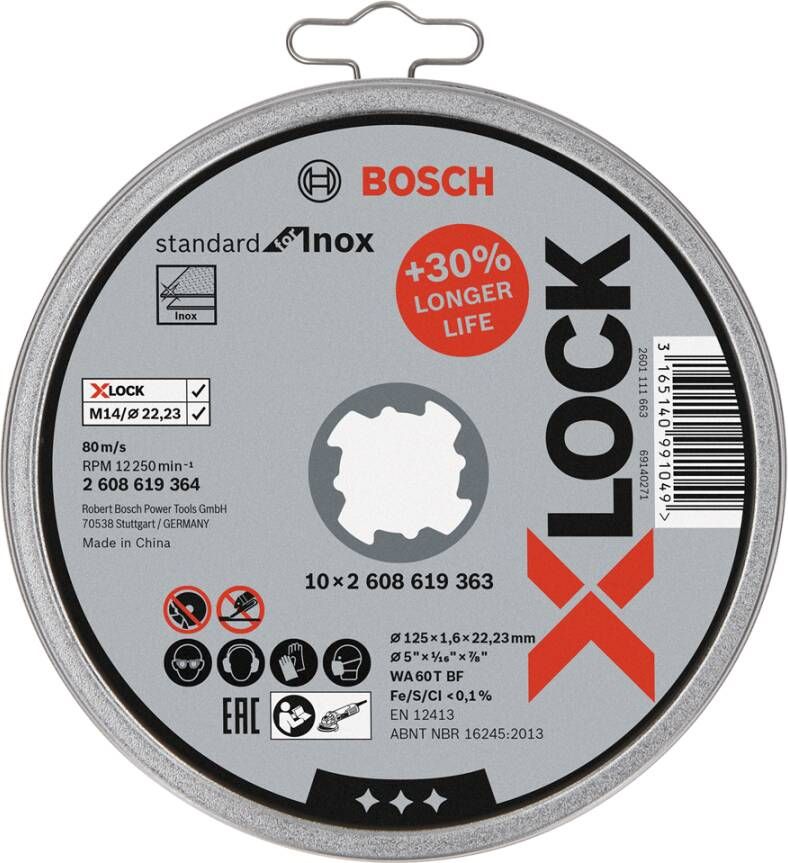 Bosch Accessoires Slijpschijf X-Lock Sfinox 10X125X1.6 mm 2608619364