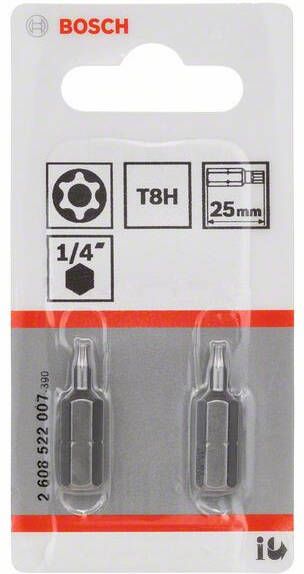 Bosch Accessoires T8H Security-Torx -bit extra-hard T8H 25 mm 2 stuks 2608522007