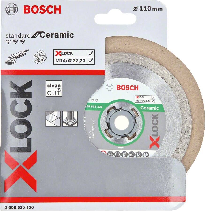 Bosch Accessoires X-LOCK Diamantschijf Standard for Ceramic 110 x 22 23 x 1 6 x 7 5 mm 1 stuk(s) 2608615136