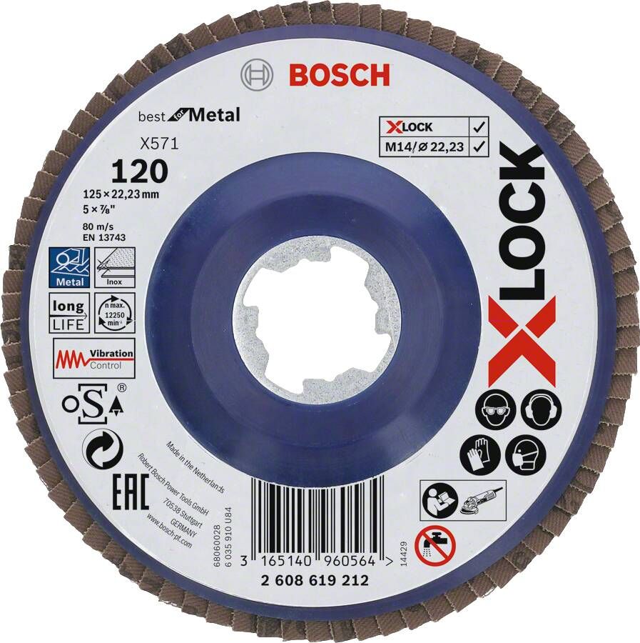Bosch Accessoires X-LOCK Lamellenschijf Best for Metal recht kunststof Ø125mm G 120 X571 1 stuk(s) 2608619212