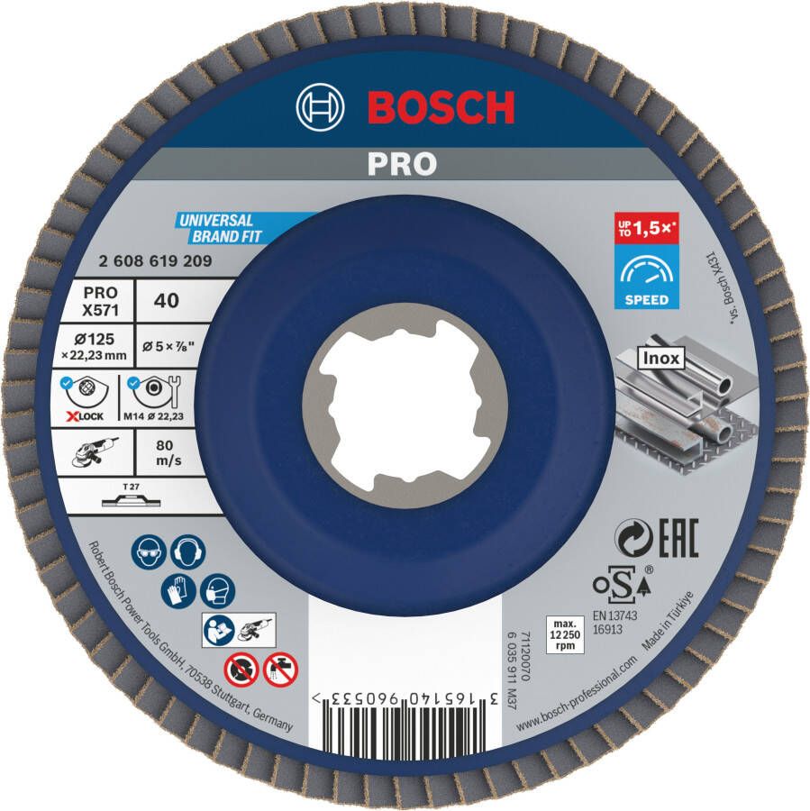 Bosch Accessoires X-LOCK Lamellenschijf Best for Metal recht kunststof Ø125mm G 40 X571 1 stuk(s) 2608619209