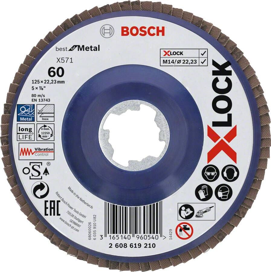 Bosch Accessoires X-LOCK Lamellenschijf Best for Metal recht kunststof Ø125mm G 60 X571 1 stuk(s) 2608619210