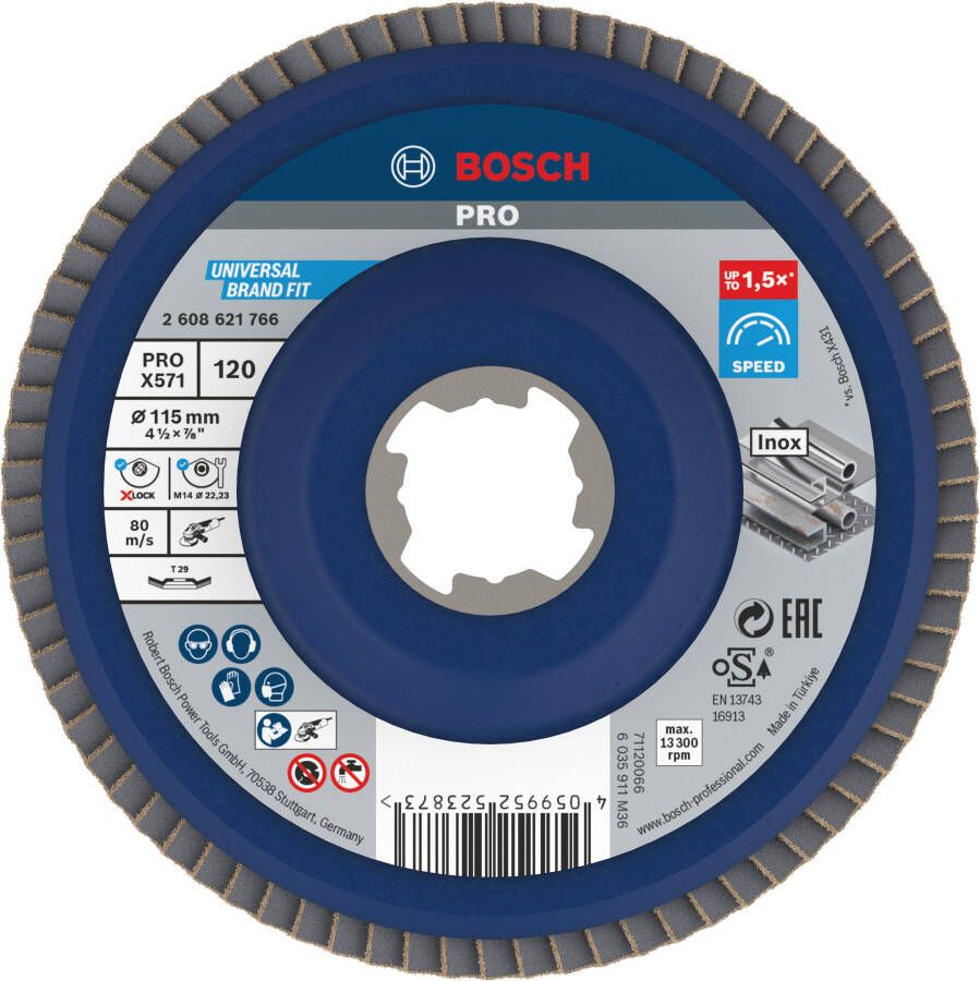 Bosch Accessoires X-LOCK Lamellenschijf schuin kunststof Ø115mm G 120 X571 Best for Metal 2608621766