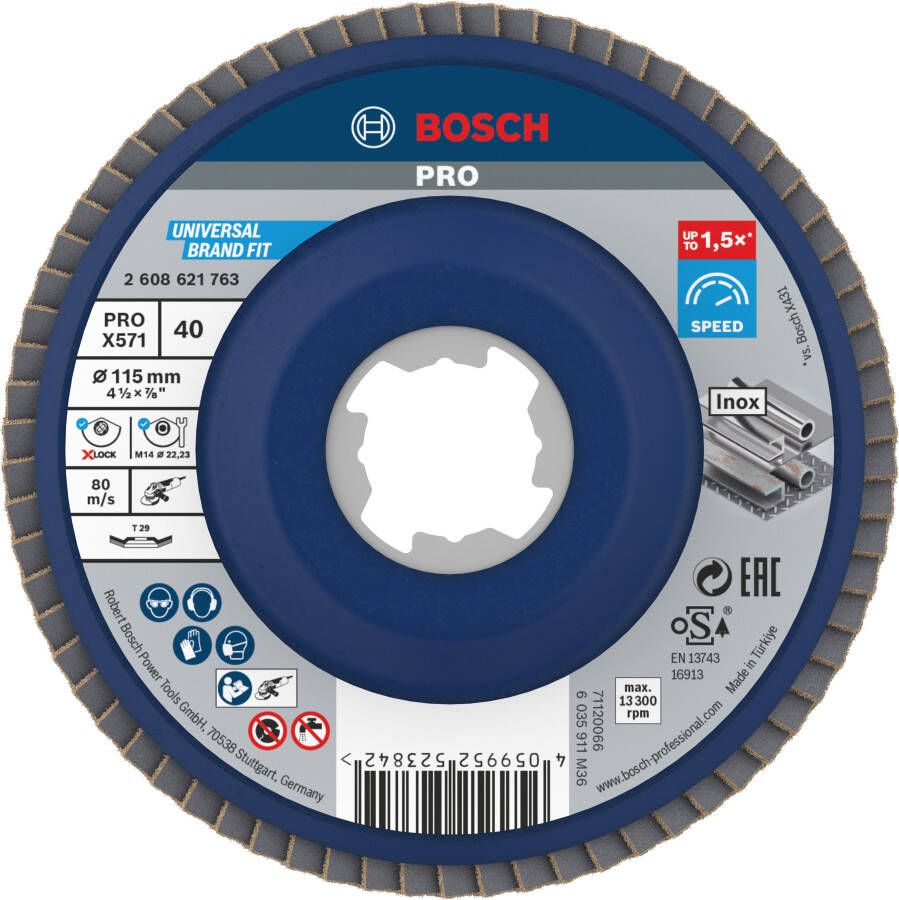 Bosch Accessoires X-LOCK Lamellenschijf schuin kunststof Ø115mm G 40 X571 Best for Metal 2608621763